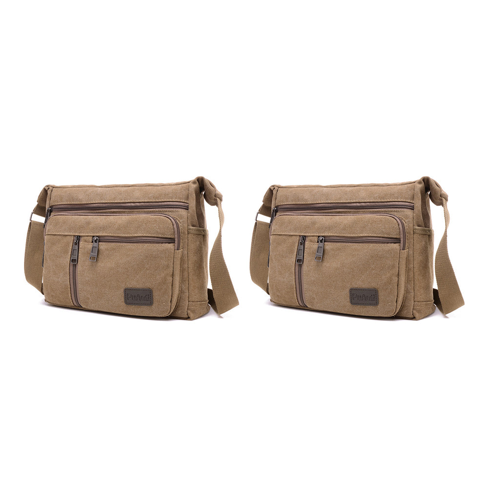 2Pcs Men's Canvas Shoulder Messenger Bag Crossbody