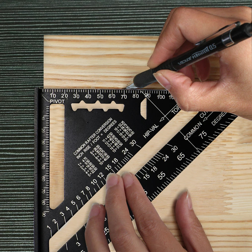 7/12 inch Metric Aluminium Alloy Square Protractor Triangle Ruler Measuring Tool