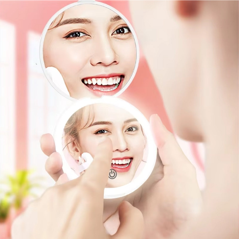 Mini Mirror With Lights Magnification LED Compact Mirror Travel Mirror For Pocket