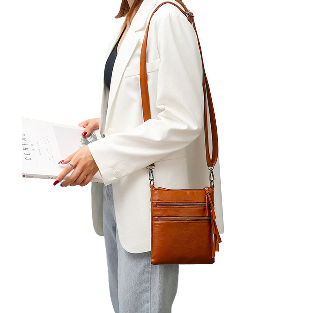 Women's Multi Zipper Mobile Phone Crossbody Bag