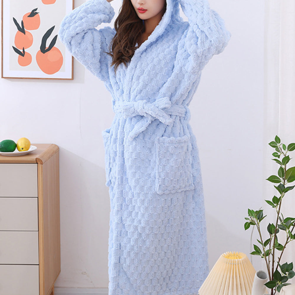 Towelling Wrap Hooded Bathrobe