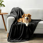 Water-Resistant Reversible Flannel Blanket Machine-Washable for Bed Sofa Camping-Black