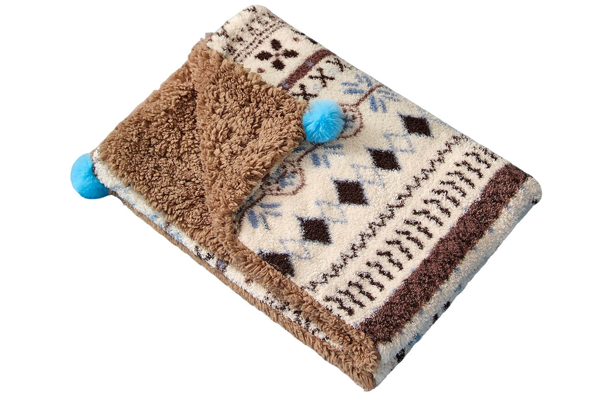 Pet Blanket U-Shaped Pillow Set Sherpa Fleece Warm Pet Throw Blanket Bed Mat for Dog Cat