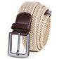 Elastic Braided Stretch Belt Adjustable Men Belt for Golf Pants Casual Shorts Jeans-Khaki