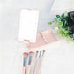 Compact LED Makeup Mirror with Cosmetic Brush and Holder