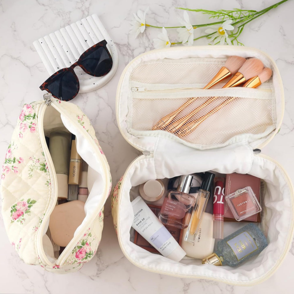 3Pcs Set Floral Cotton Cosmetic Bag