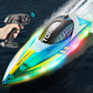 Rechargeable Water-resistant Remote Control Boat with Color LED Lights for Pool Lake