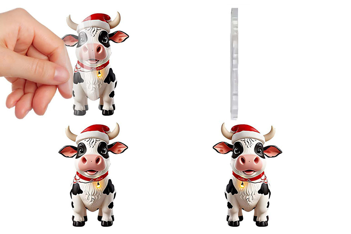2025 Christmas Cow Advent Calendar Blind Box 24 Days Ornaments Set for Tree