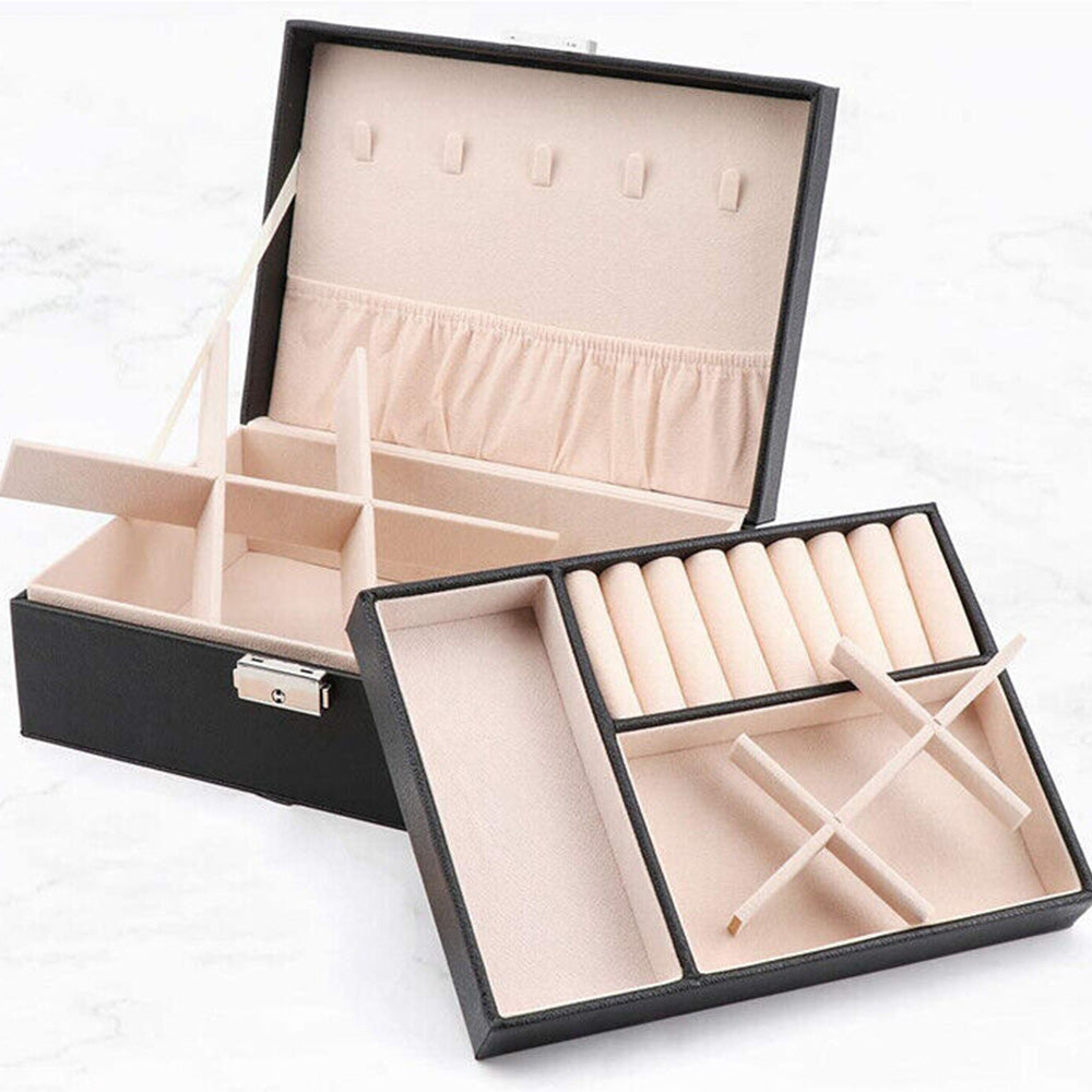 Jewellery Organiser Case Box Holder Storage Earring Ring Display with Lock and Key