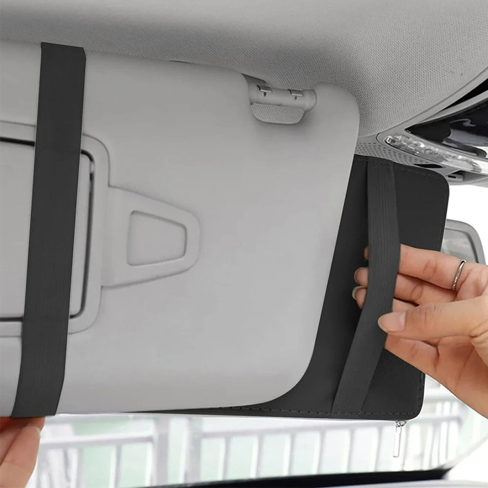 Car Sun Visor Organizer Driver License Sunglasses Holder Pocket