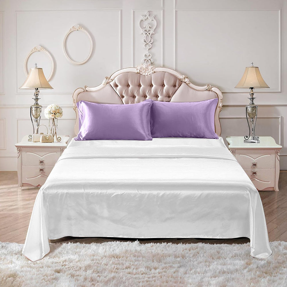 Simulated Silk Pillowcase Set With Sleeping Bonnet Hair Scrunchy