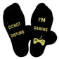 Funny Gaming Socks with Do Not Disturb I Am Gaming Text