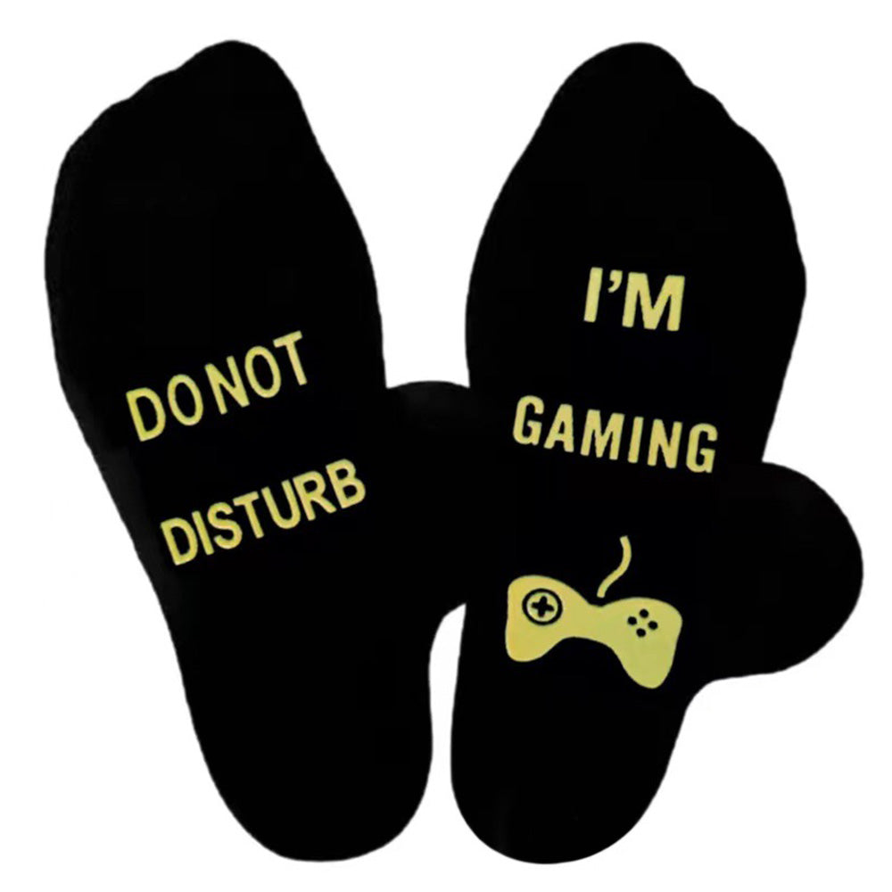 Funny Gaming Socks with Do Not Disturb I Am Gaming Text