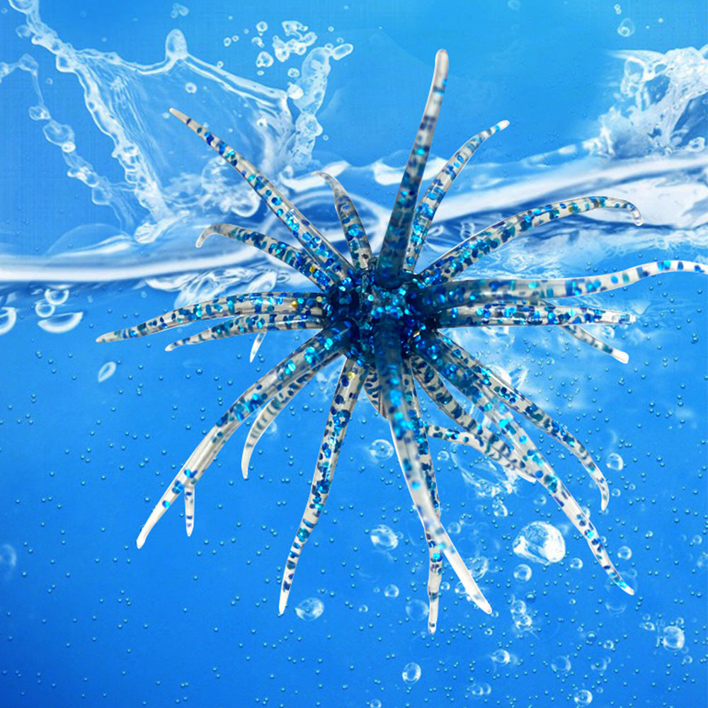 2 PCS Lifelike Floating Sea Urchin Soft Bait with Glitter Tentacle Creature Lure for Fishing
