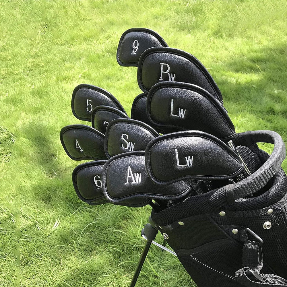 12Pcs PU Leather Head Cover Golf Iron Club Putter Head Cover