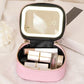 PU Leather Makeup Case Lighted Mirror LED Travel Cosmetic Organizer