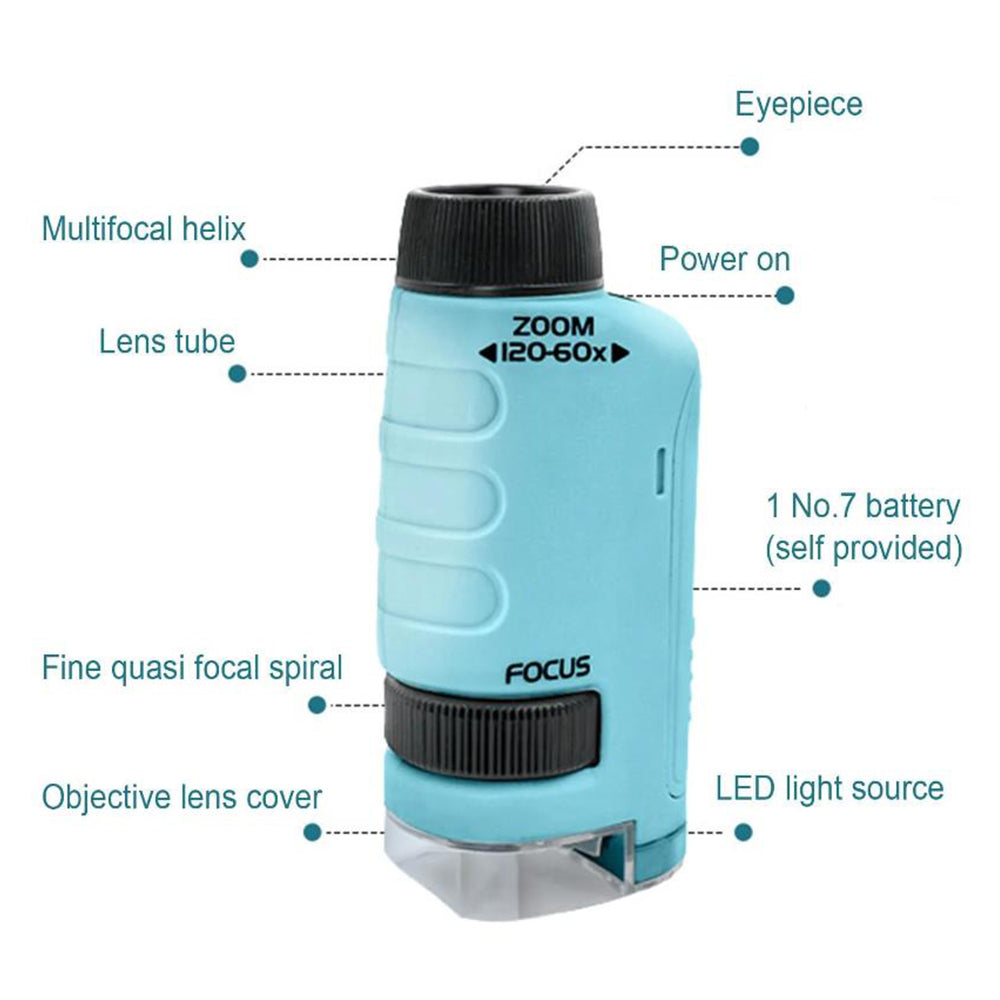 Portable Pocket Microscope Science Educational Toy with 12 Microscope Slides