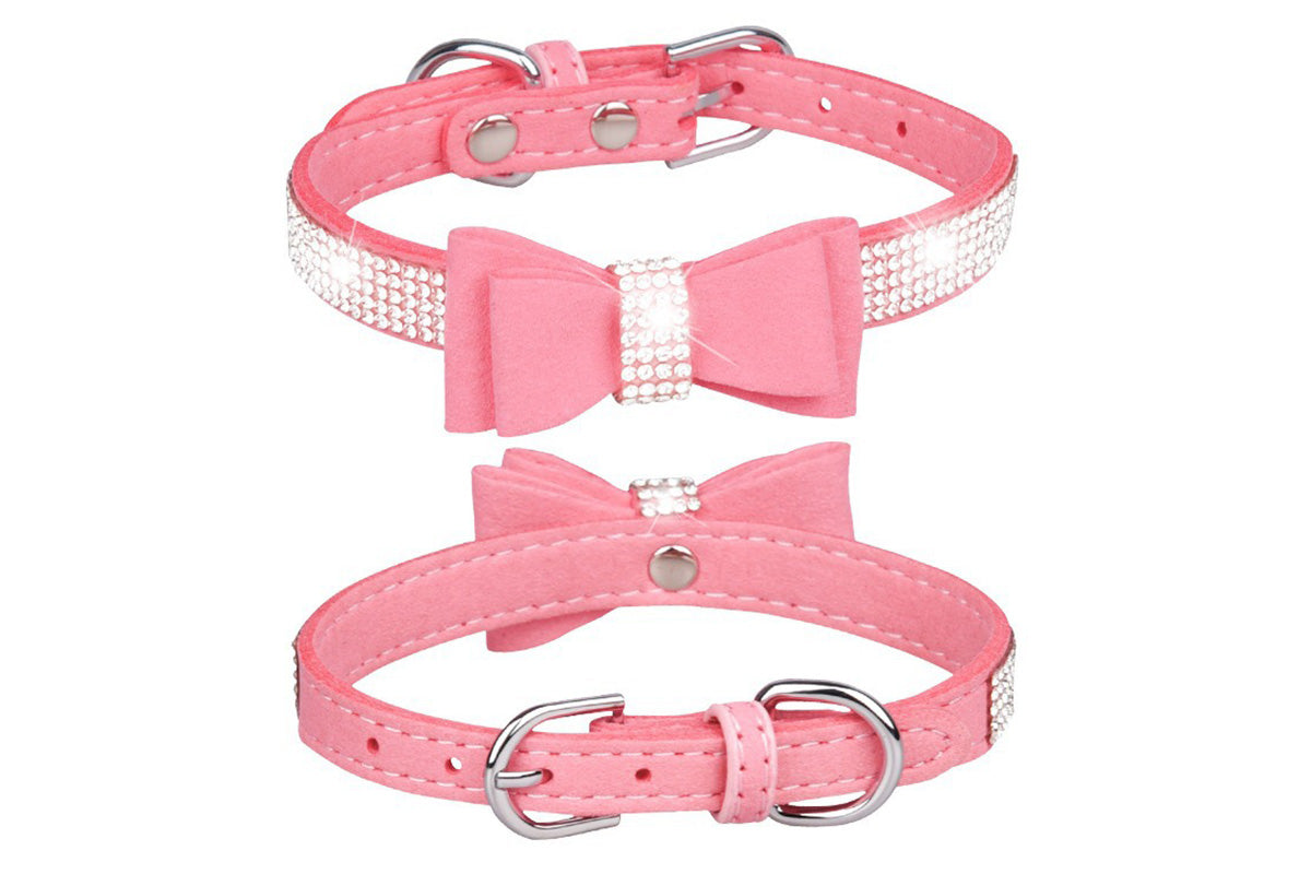 Dazzling Embellishments Dog Leashes and Collars with Bow Knot for Small Dogs Puppy