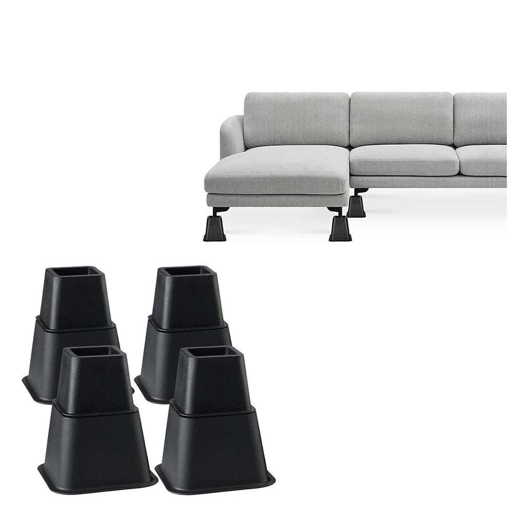 Set of 4 Risers Heavy Duty Bed Chair Risers Feet Leg Lift Furniture Extra Raiser Stand