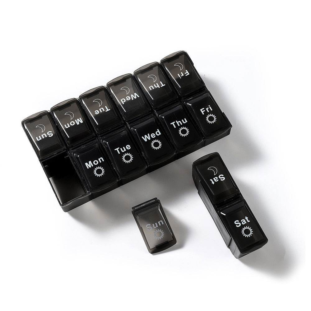 14-Slot 7-Day Pill Dispenser Box for AM/PM Weekly