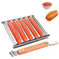 Stainless Steel Hot Dog Grill with Wooden Handle and 4 BBQ Skewers