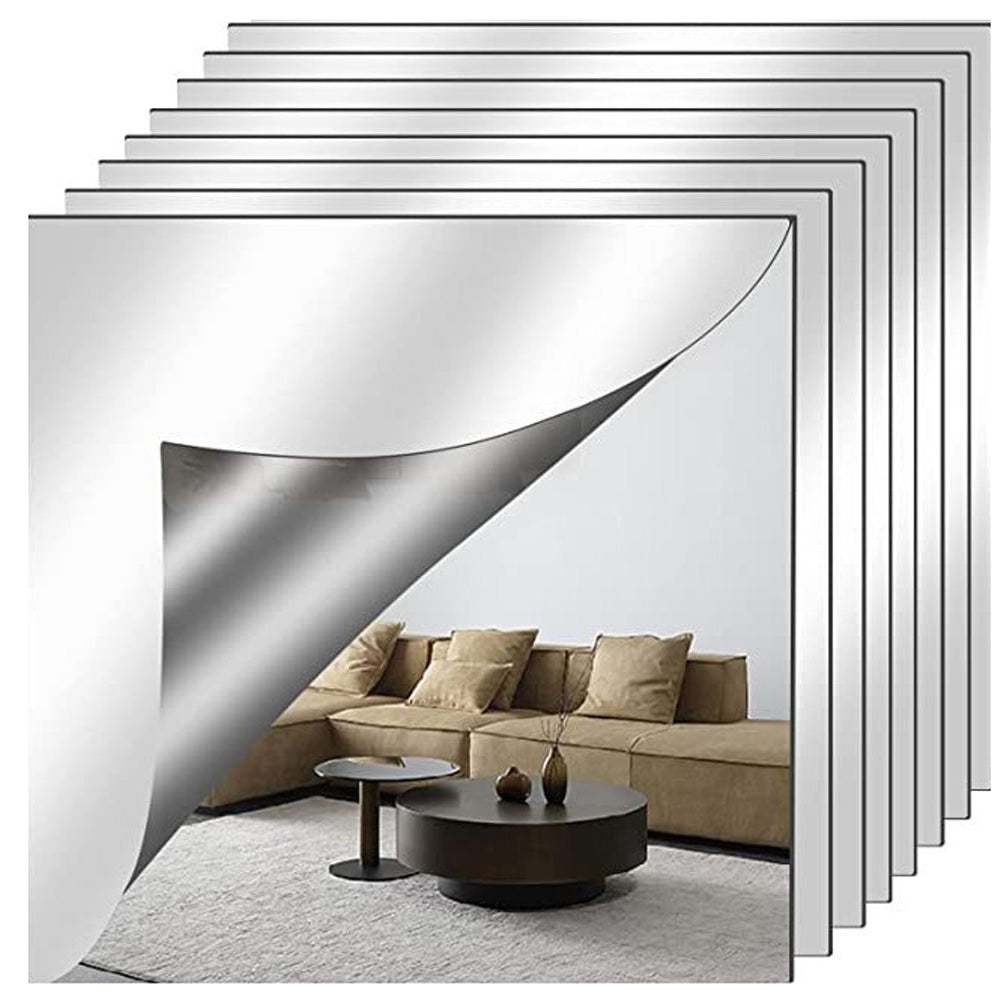 8Pcs DIY Square Self-Adhesive Acrylic Mirror