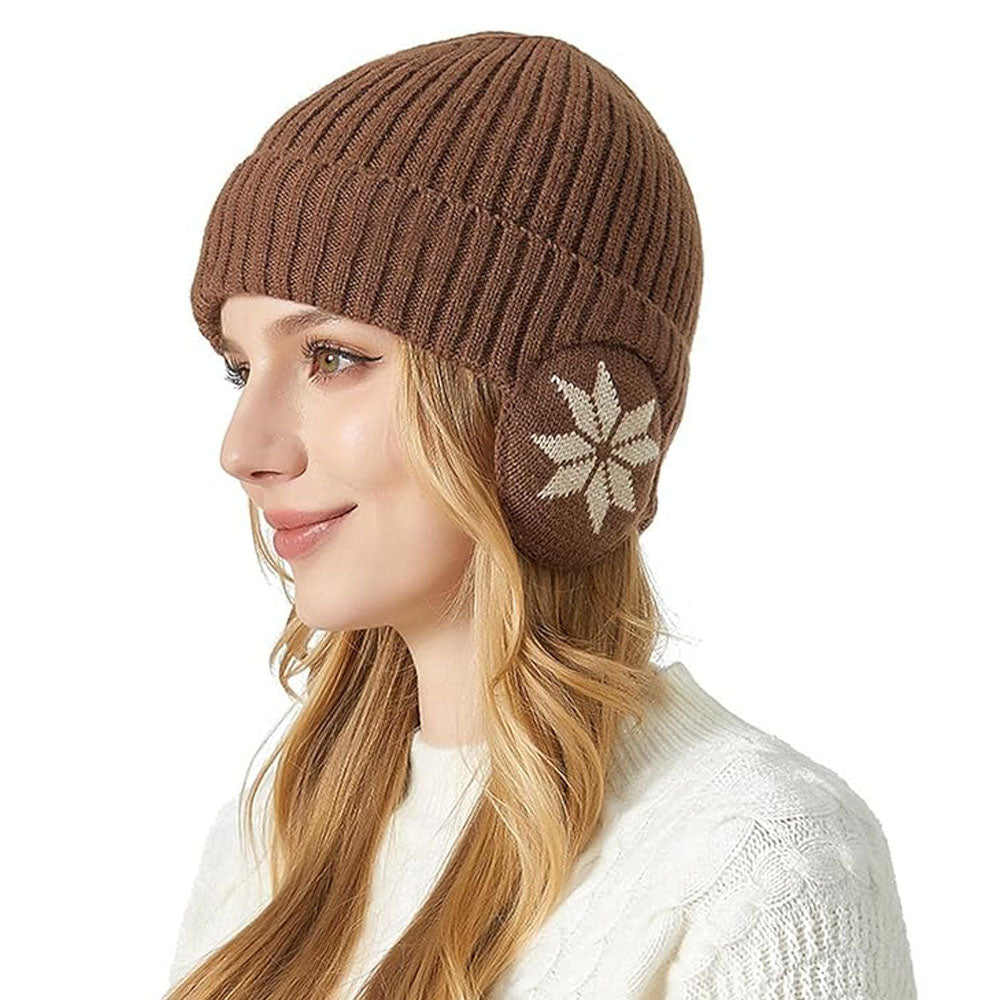 2-in-1 Warm Knitted Ear Flap Beanie Knitted Hat