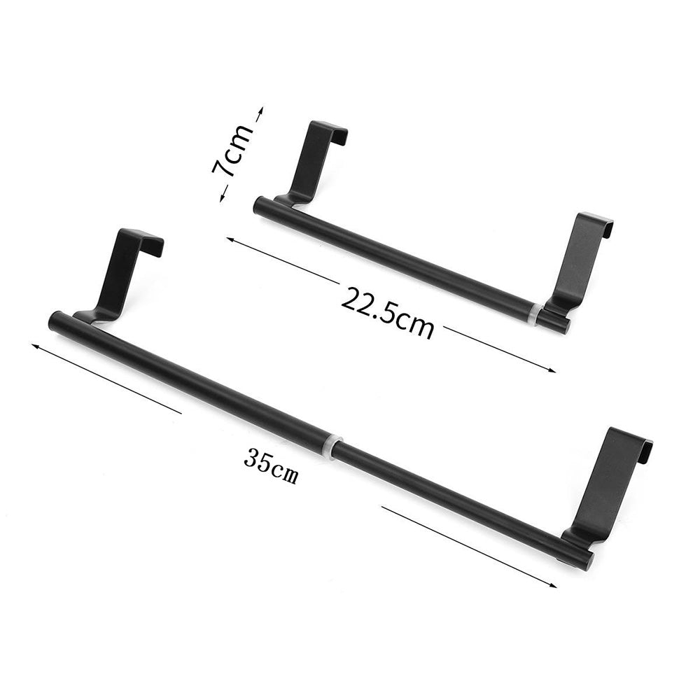 Stainless Steel Cabinet Door Towel Holder Adjustable No Drill Towel Bar for Kitchen Bathroom-Black