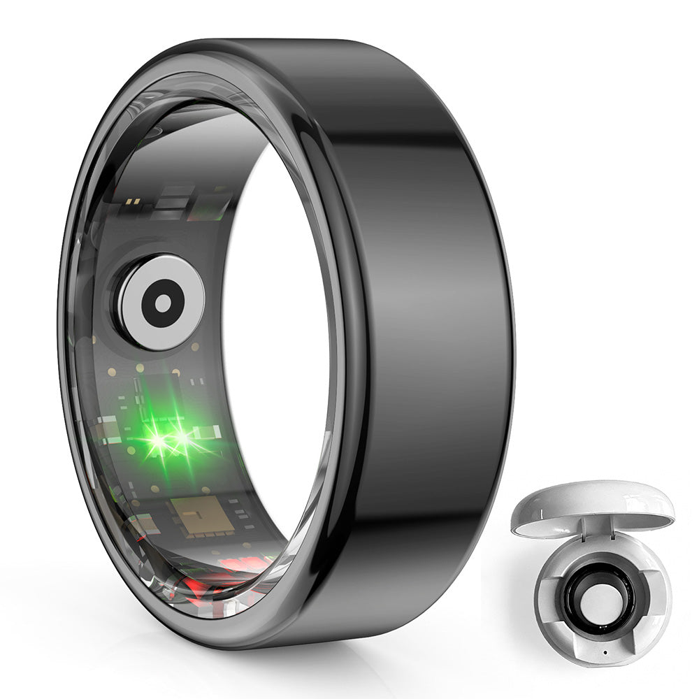 Smart Health Ring Tracking Heart Rate Blood Oxygen Sleep with Charging Case Waterproof
