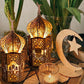 Christmas Wooden Lantern – Decorative Carved Hollow LED Night Light for Holiday Home Decor