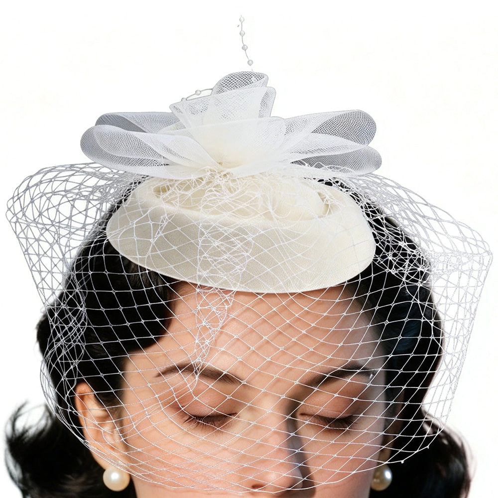 Vintage Mesh Rose Birdcage Veil Bridal Hair Headpiece