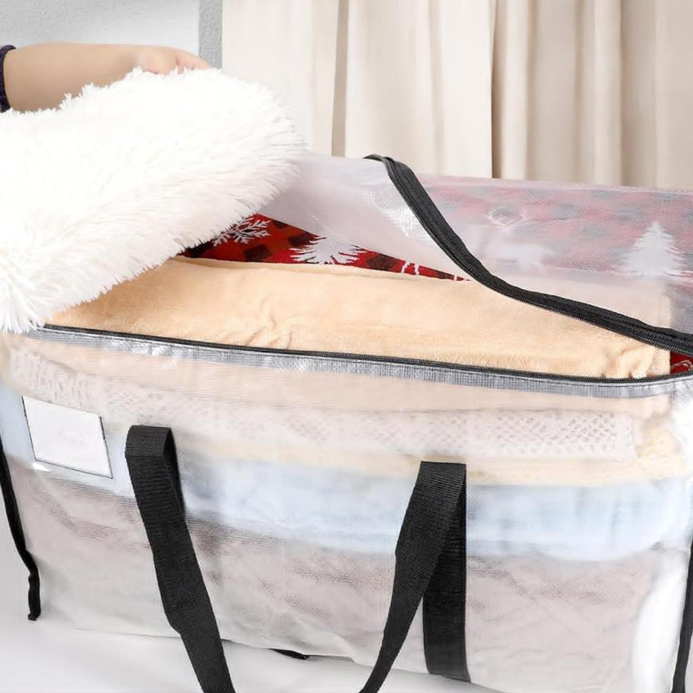 4Pcs 69x35x38CM Oversized Moving Bag with Reinforced Handles Transparent Heavy-Duty Storage Tote