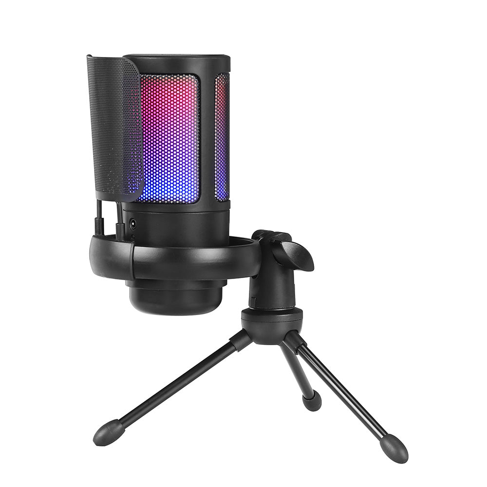 USB Gaming Microphone With RGB Indicator And Tripod Stand Condenser Microphone