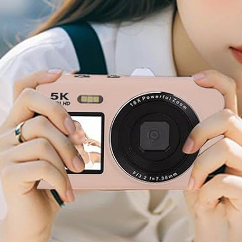 5K HD Dual Screen Digital Camera Point and Shoot Selfie Camera with LED Fill Light