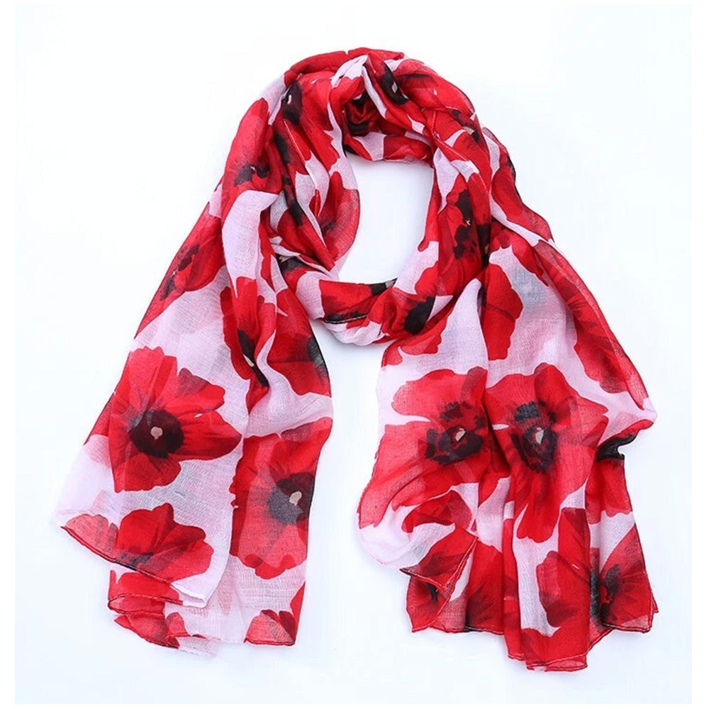 Vintage Floral Polyester Scarf Shawl for Travel and Sun Coverage