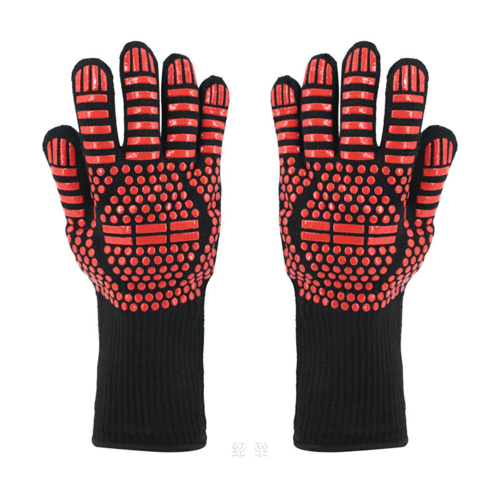 Heat Resistant Oven Gloves Double Sided Silicone Slip Resistant BBQ Gloves