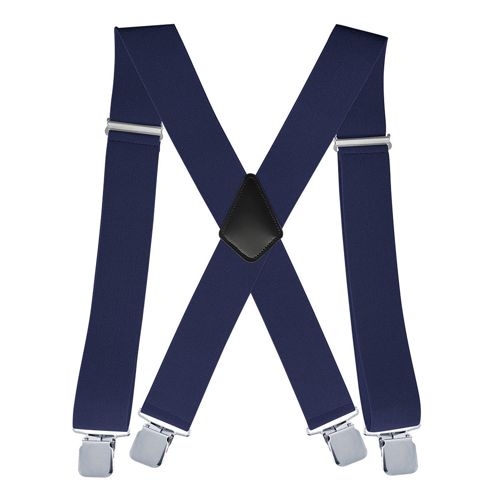 Mens X Back Elastic Suspenders with 4 Metal Clips Adjustable to 120cm