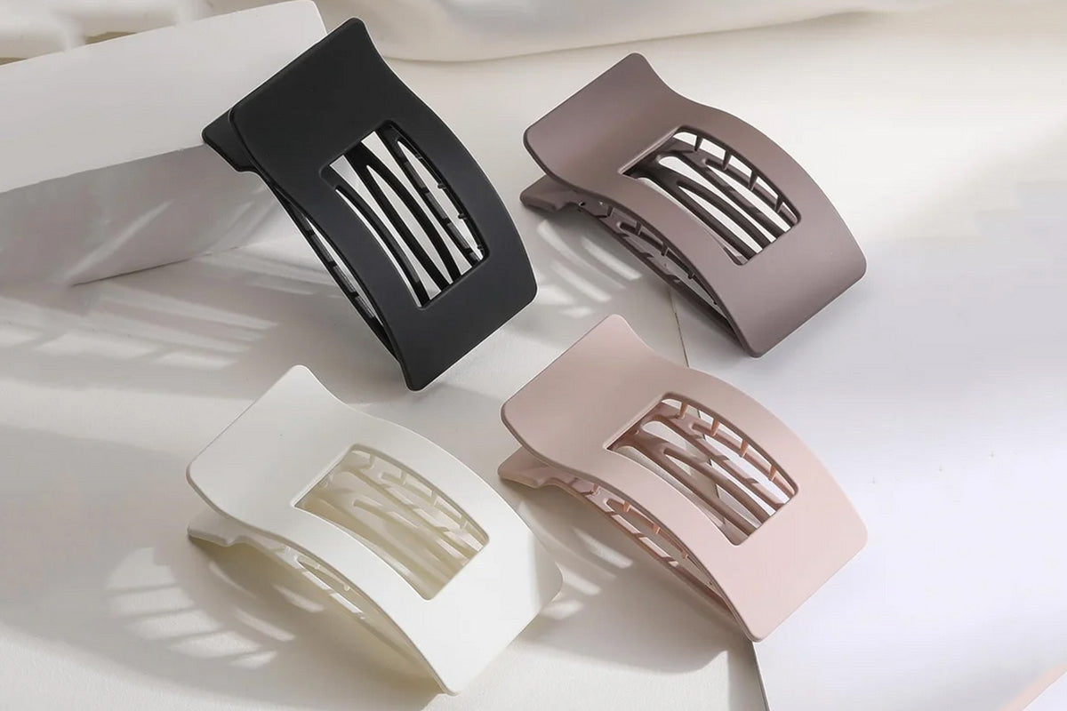 4PCS Flat Hair Clips Large Rectangle No-Slip Claw Clips For Women