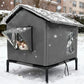 Cat House Indoor Outdoor Insulated Shelter for Small to Medium Cats-Grey