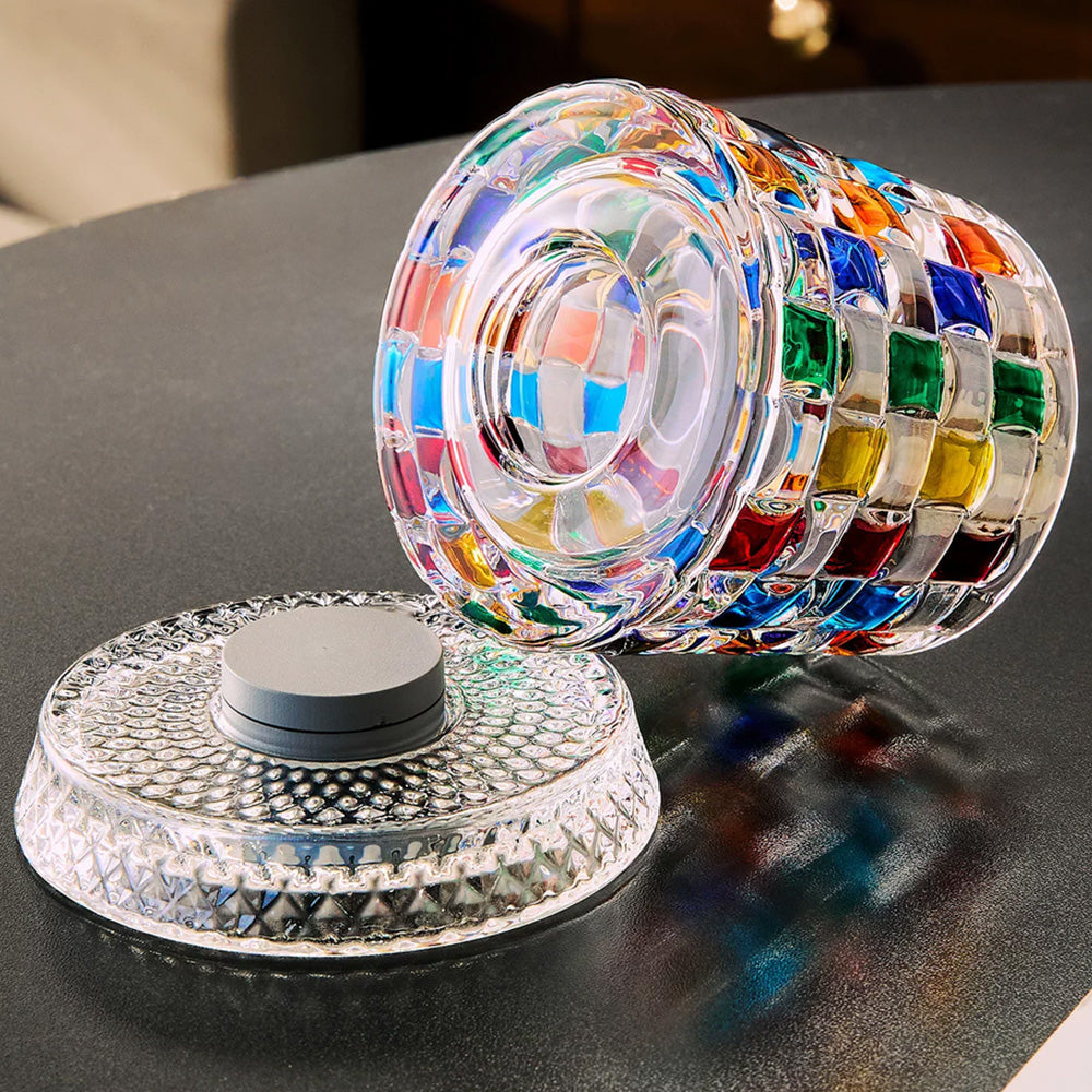 270ml Rotating Whiskey Glass Hand Painted Whiskey Tumbler for Home Bar