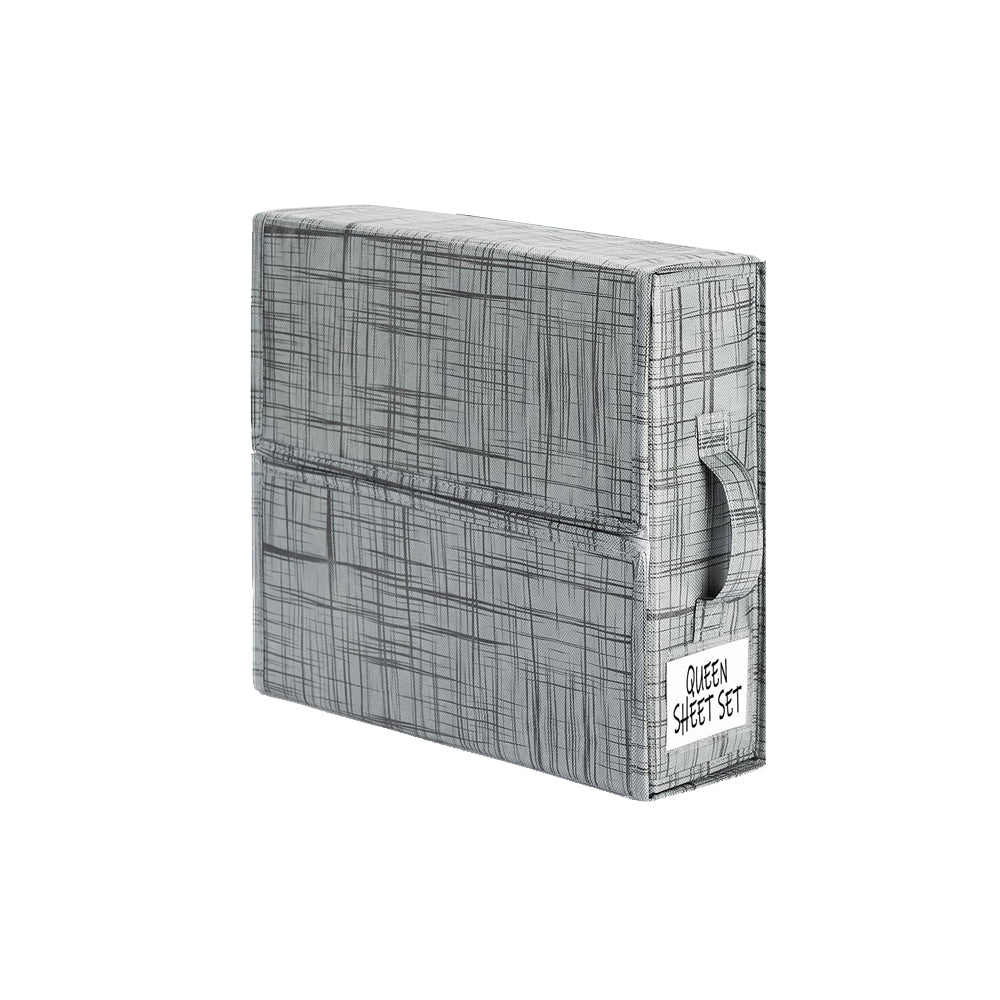 Bed Sheet Organizer and Storage Foldable Organizer Closet-Gray Stripes