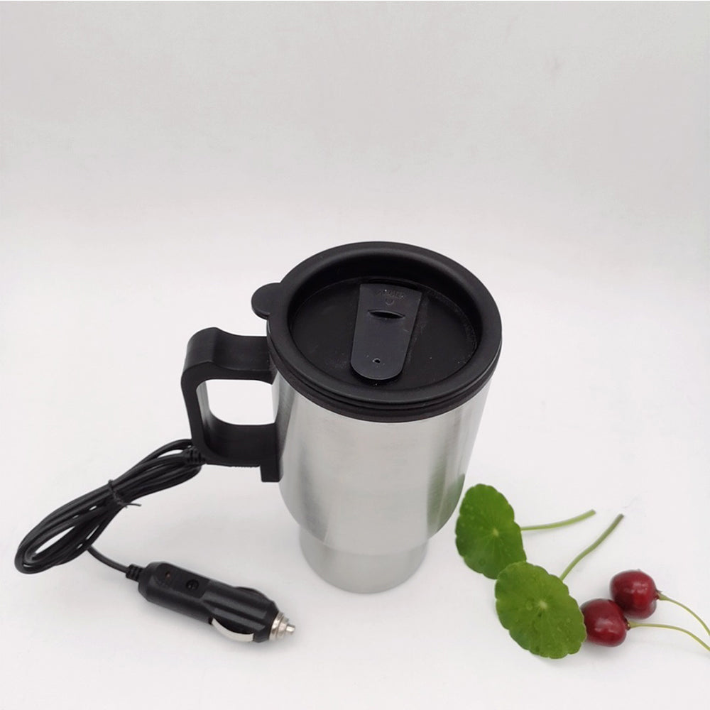 Car Electric Heating Mug 12V Stainless Steel Travel Cup 450ml