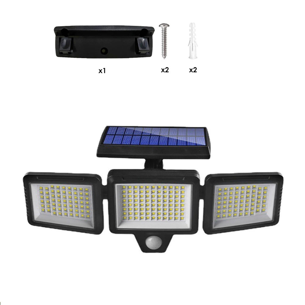 3 Head Motion Sensor Solar Light Wall Lamp