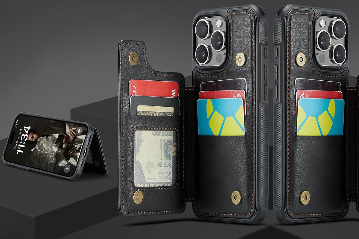 Wallet Case for iPhone 16 Pro Max iPhone16Pro Max 16Pro with Card Holder and RFID Blocking-Black