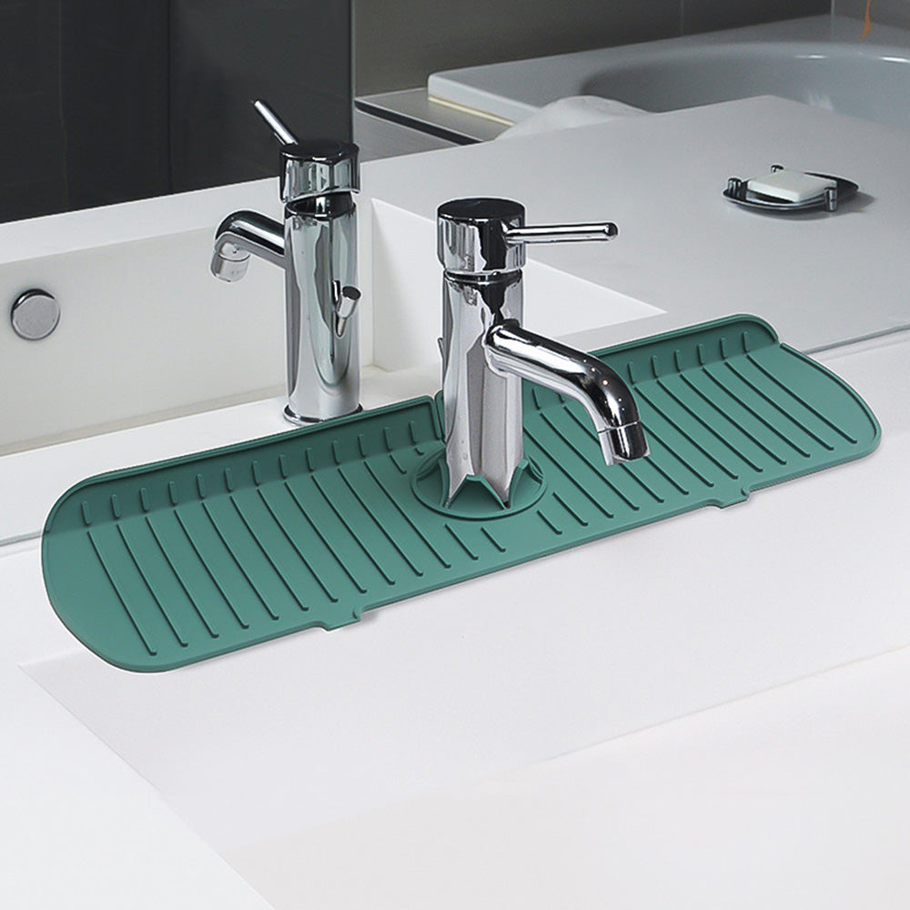 Silicone Sink Mat Quick Dry Sink Splash Guard for Kitchen and Bathroom-Green