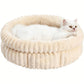 Donut Plush Pet Dog Cat Bed Fluffy Soft Warm Nest for Indoor Cats Small Dogs-Beige