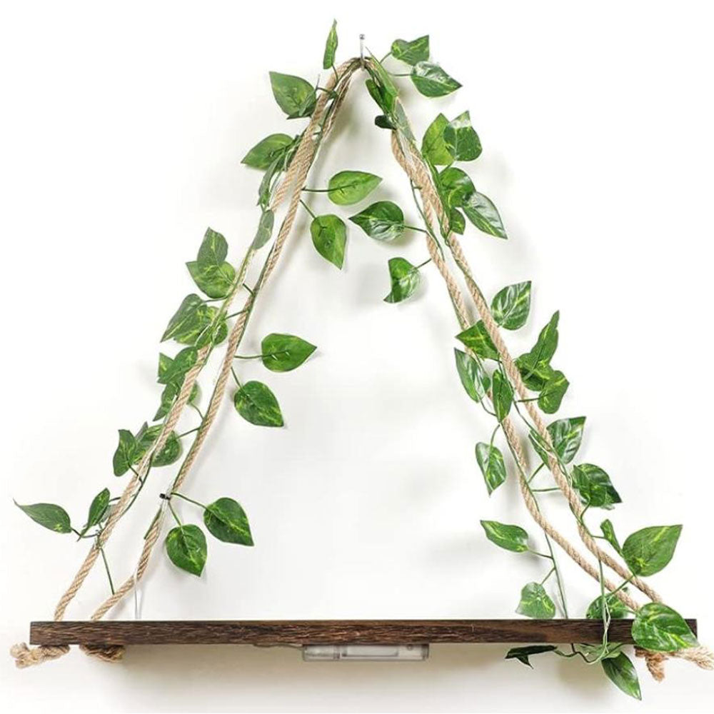 2Pcs Artificial Ivy LED Strip Wall Hanging Shelves Macrame Shelf for Bedroom