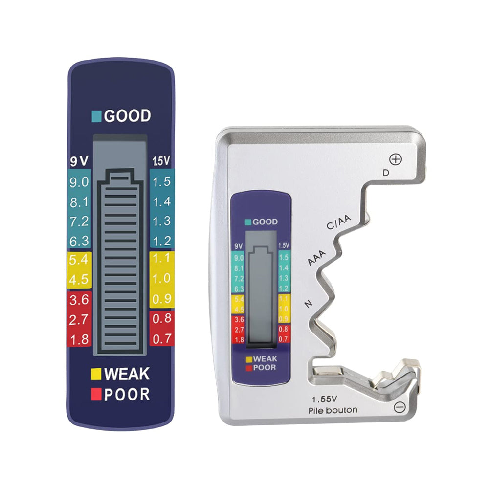 2Pcs Universal LCD Digital Battery Tester Battery Checker