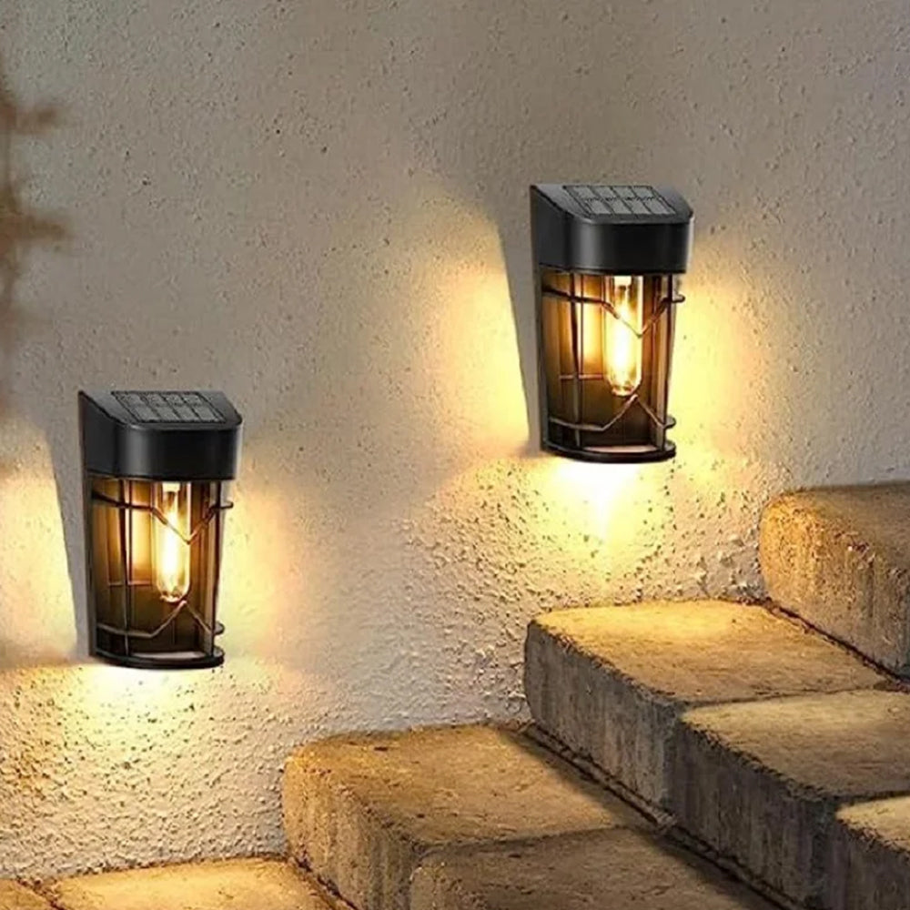 2Pcs Solar Fence Light Water-resistant Outdoor Wall Lamp