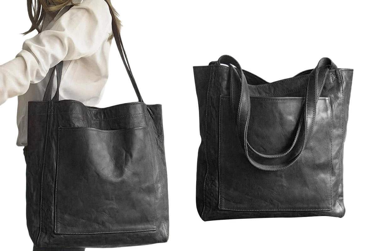 Vintage PU Leather Tote Bag Casual Shoulder Handbag
